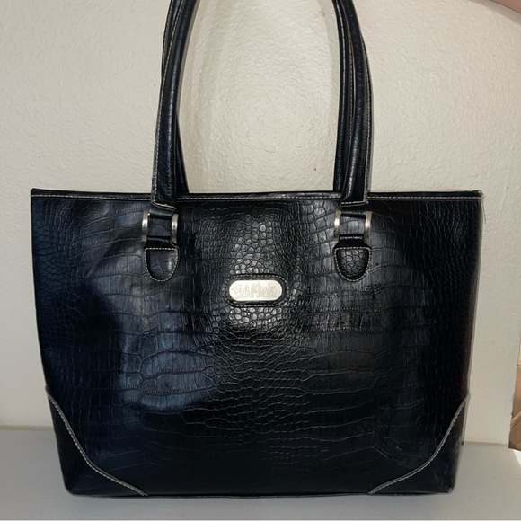 Bob Mackie Black Crocodile-Patterned Tote - Picture 1 of 12